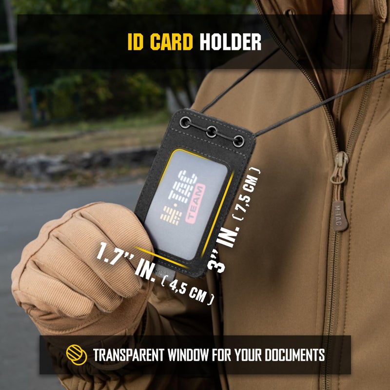 M-Tac Tactical Hanging ID Card and Patch Holder with Hook and Loop Surface and Draw Cord (Black) - Image 5